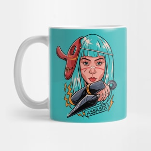 Assassin Ninja Girl Kunoichi with Tengu Mask Mug